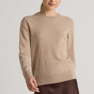 NWT Quince 100% Mongolian Cashmere Crewneck Sweater Oatmeal Tan Womens Size XS